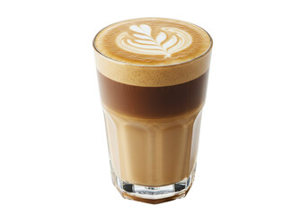 Isolated Glass of Latte with Latte Art