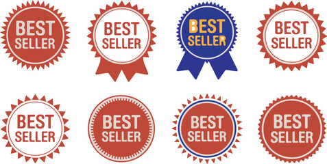 Vector art of collection of eight best seller badges and stickers