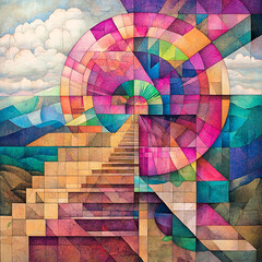 Fototapeta premium Seeing existence of complex colorful geometric patterns in nature while journeying(3)