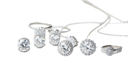 Easy to use popular diamonds jewelry set perfect for elegant designs on transparent background

