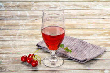 Sweet cherry juice in the glass