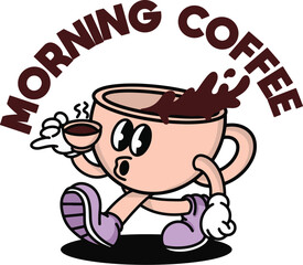 illustration mascot morning coffee vector