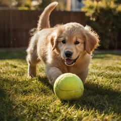 Playful puppy enjoying a sunny day outdoors.