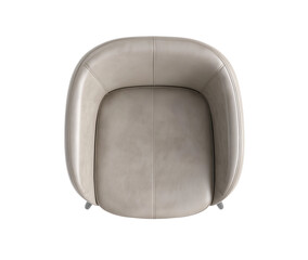 top view of an armchair, light gray in color, with a rounded shape and straight edges, leather texture, minimalist style, against a white background, high resolution, high quality., 