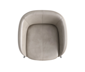 top view of an armchair, light gray in color, with a rounded shape and straight edges, leather texture, minimalist style, against a white background, high resolution, high quality., 