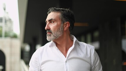 Pensive businessman reflecting on future opportunities