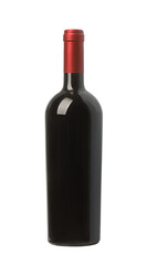 Elegant wine bottle with red capsule on transparent background