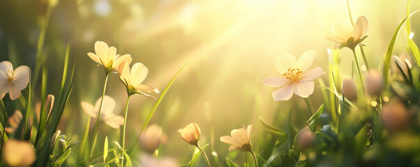 Obraz premium Yellow Buttercups in Spring Sunshine