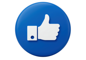 Isolated Blue Social Media Like Button with Thumbs Up