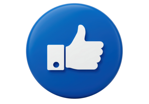 Isolated Blue Social Media Like Button with Thumbs Up