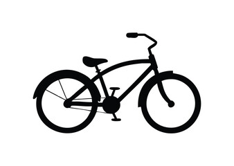 Fototapeta premium Cruiser bike bicycle silhouette black vector white background