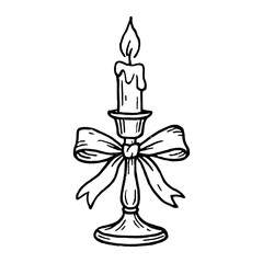 Fototapeta premium Elegant candle with decorative ribbon vector