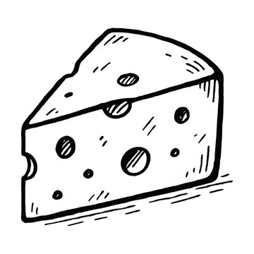 Hand-drawn cheese slice illustration vector
