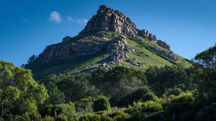 Naklejka premium Rocky Mountain Peak Under Blue Sky