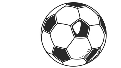 Fototapeta premium Illustration of a soccer ball with alternating black and white pentagons in a simple line drawing style