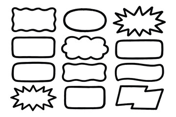 Obraz premium Collection of Nine Different Comic Bubbles and Cloud Frames in Black and White Style