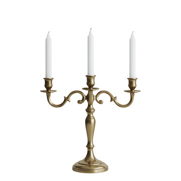 Vintage brass candelabra with three candles