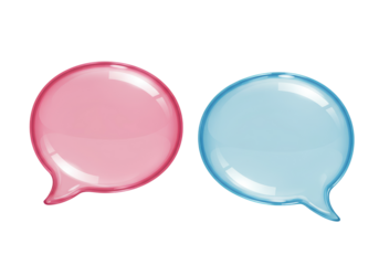 Isolated Pink and Blue Speech Bubbles Communication Dialogue
