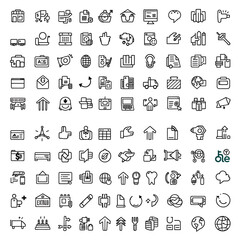 A comprehensive collection of modern business and technology icons, showcasing a diverse range of concepts like communication, finance, and innovation, perfect for digital design.