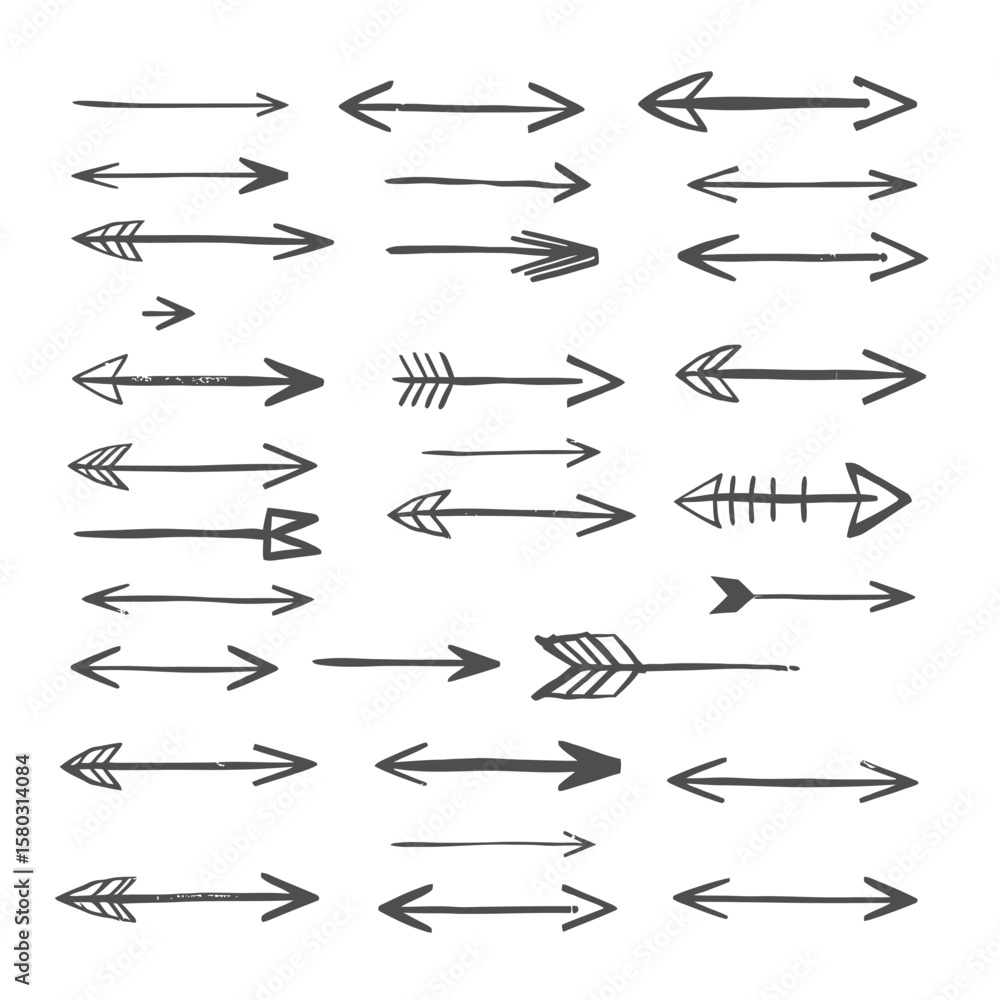 Poster a collection of hand-drawn arrow illustrations pointing in various directions, perfect for adding a 