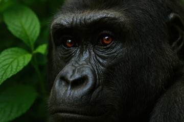 The Majestic Eye of a Mountain gorilla in its natural habitat