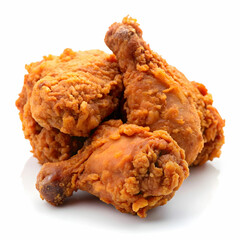 fries chicken on white background