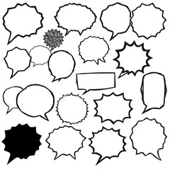 Fototapeta premium A diverse collection of empty, hand-drawn speech and thought bubbles, perfect for comic book designs or communication concepts.