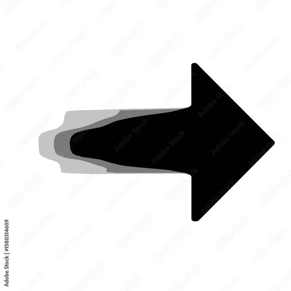 Poster a bold black arrow with subtle gray shadows points right, symbolizing direction, navigation, or prog