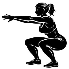 Fototapeta premium Female athlete performing a squat exercise in fitness attire 
