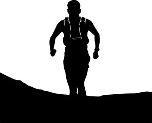 Silhouette of a Young Man in Running Pose on White Background

