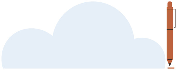 Cloud design with brown pen representing creativity, brainstorming, innovation, and digital ideas. Ideal for education, technology, web design, productivity, imagination branding simple landing