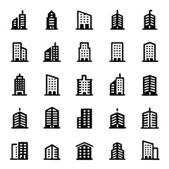 Skyscraper & Skyline Icon Pack &ndash; Modern Minimalist City Buildings in Thin Line Vector Style for Urban Branding, Architecture & Infographics