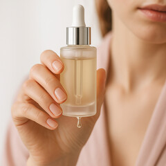 Woman hand bottle Serum by Ai
