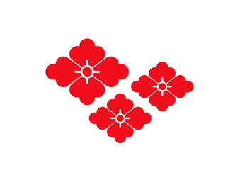 赤い花菱のあしらいイラスト