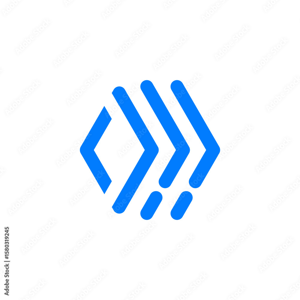 Aufkleber a blue and cyan abstract logo featuring a hexagonal shape combined with multiple forward-pointing ar