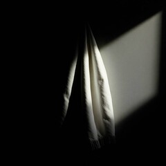 A chiaroscuro rendering of a towel emphasizing strong contrasts and deep shadows