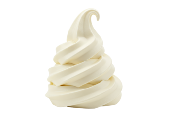 Isolated Swirl of Creamy Vanilla Soft Serve Ice Cream