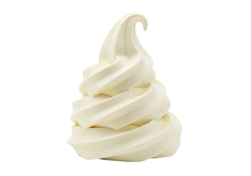 Isolated Swirl of Creamy Vanilla Soft Serve Ice Cream