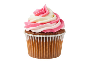 Isolated Two-Tone Pink and White Frosted Cupcake