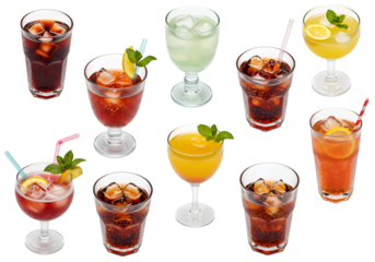 Illustration Varied Refreshment Ice Cold Sweet Sugary Drinks on Transparent