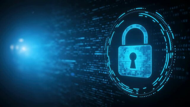 Digital padlock graphic design for cybersecurity