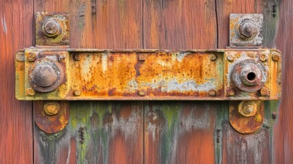 Rusty Metal Lock with Weathered Wooden Background Detail