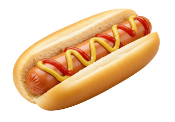 Isolated Hot Dog with Mustard and Ketchup