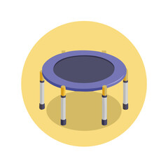 Isometric Trampoline Flat Vector Icon for Fitness, Sport, and Playground Fun