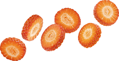 Strawberry slices isolated on white background with clipping path
