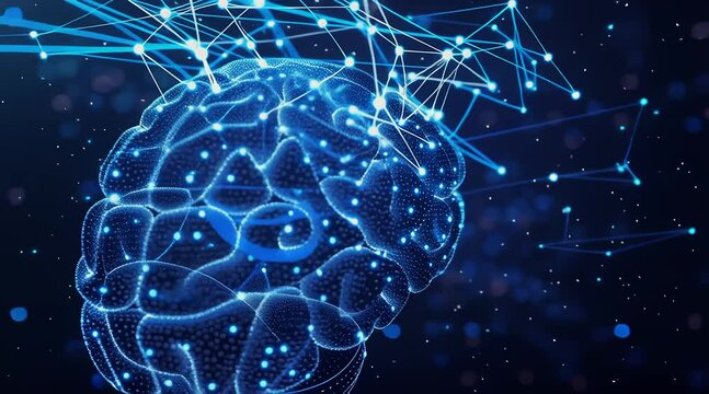 Neural Network Visualization, Digital Brain Connectivity Animation