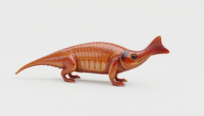Fototapeta premium Colorful Plastic Toy Dinosaur With Unique Features and Detailed Textures on White Background