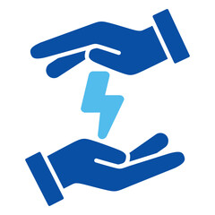 Save Energy Icons In Blue Style, Vector Illustration