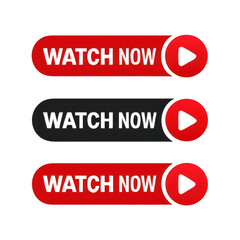 Fototapeta premium Watch Now Buttons on transparent background
