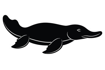 platypus swimming vector icon
